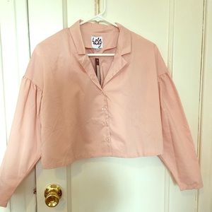 Nasty Gal Cropped Puff Sleeve Blouse / pink